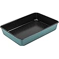 Prestige x Nadiya Roasting Tin Non Stick - Deep Large Baking Tray 33cm x 23cm, Durable Steel, Dishwasher Safe Roasting Tray Bakeware, Blue/Black, 13" x 9", Teal