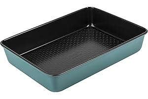 Prestige x Nadiya Roasting Tin Non Stick - Deep Large Baking Tray 33cm x 23cm, Durable Steel, Dishwasher Safe Roasting Tray Bakeware, Blue/Black, 13" x 9", Teal