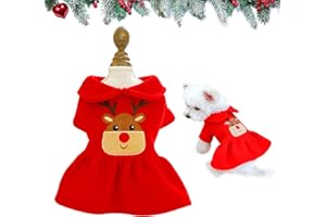 CRETVESTSAR Christmas Dog Dress Elk Pet Dress Clothes Pet Xmas Red Couple Dress Dog Gift Costume Winter Dogs Sweatshirt Apparel Warm Cat Jumpers Dresses for Chihuahua Poodle Bichon Pomeranian (Dress XL)