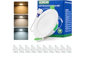 HOMEOW 10x Faretti Led da Incasso per Cartongesso, 5W 220V Faretti Led Soffitto Incasso, Caldo 2700K Neutro 4000K Freddo 6000K, IP44 Faretto per Bagno Cucina, foro 68-78mm