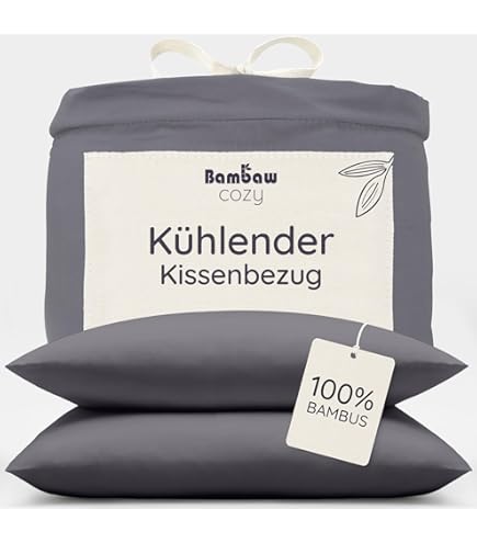 Fittia 2er-Set Lyocell Bambus Kissenbezug Bambusfaser Kopfkissenbezug  Kissenhlle Seidig weichkhlend atmungsaktiv mit verdecktem Reiverschluss,  Grau, 40x80cm : Amazon.de: Kche, Haushalt & Wohnen