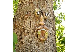 BTMIEY 3D starzec drzewo twarz podwórko artystyczne dekoracje, zabawna rzeźba twarzy starca kapryśna drzewo twarz dekoracja ogrodowa (D)