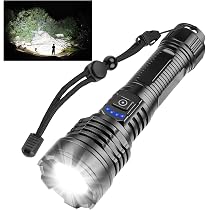 Torcia LED Tattica Ricaricabile 500.000 Lumen – Zoom Regolabile, Nera