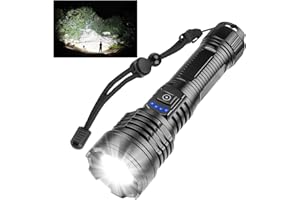 Chasinglee Torcia LED Professionale 500.000 Lumen Super Luminosa – Torcia Ricaricabile con Batteria e Cavo USB, Torcia Tattica Portatile Potente, 5 Modalità per Campeggio, Emergenza e Lettura