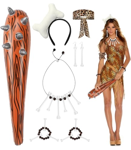Déguisement Homme/Femme Des Cavernes Taille XL - Costume Préhistorique Complet Avec Tunique Et Ceinture