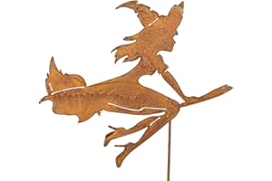 Bornhöft Décoration de jardin en forme de sorcière en métal rouillé (grand)