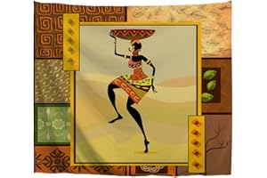 A.Monamour Tapisseries Silhouettes De Belle Femme Africaine Ethnique Collage Art Arrière-Plans Imprimer Tissu Tapisserie Murale Tentures Murales Murale pour Chambre Salon