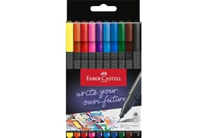 FABER-CASTELL - cienkopisy Grip Finepen, 10 szt., linia 0,4 mm | Ergonomiczny trójkątny kształt z strefą uchwytu zapewniającą precyzyjne rysowanie