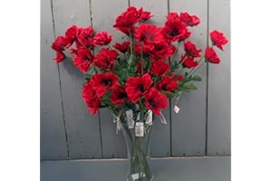 LOTUS IMPORTS 10 x Artificial Red 45cm Poppy Flowers