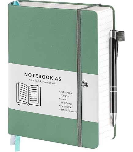 Taccuino Beechmore Books A5 Righe - Copertina Rigida In Pelle Vegana, Carta Spessa 120g/m² - Verde - Foto 6