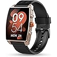 Pebble Mega Smart Watch for Men and Women with 2.06" AMOLED Display, Bluetooth Calling, Premium Metal Build, Always-On Display, Rotating Crown, Customizable Watch Faces, Midnight Gold