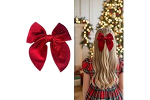 BOTTEGA DELLA PRINCIPESSA Fiocco per Capelli Bambina in Velluto, Chiusura Forcina a Coccodrillo, Elegante e Versatile (Rosso)