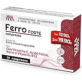 Sanavita Ferro Forte Integratore Alimentare con Ferro Alto dosaggio, Vitamina C, Rame, Acido Folido e Vitamina B12 Alo Dosagg