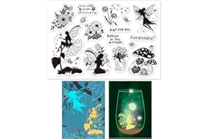 GLOBLELAND Timbro Fata Timbri Trasparenti Sigillo Fata e Fungo Timbri Journaling in Silicone Trasparente per la Creazione di Biglietti e Decorazioni per Scrapbooking