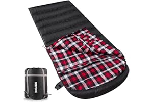 POEPORE Sac de Couchage en Flanelle pour Adulte 3-4 Saisons Sacs de Couchage de Camping Portable avec Sac de Rangement pour Randonnée Voyage Interieur Extérieur 230 x 90CM