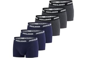 JACK & JONES Boxershorts Herren 6er Pack Basic Trunks Boxer Stretch Unterhosen Unterwäsche Retroshorts Set Baumwolle Schwarz Rot Grün Blau Grau S M L XL XXL 3XL