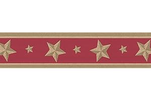 Brewster Home Fashions 418B216 Borders and More Star Wall Border, 8.125-Inch by 180-Inch, Red