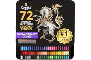 Castle Art Supplies Juego 72 Lápices Colores | Minas Blandas de Colores para Artistas Experimentados, Profesionales e Ilustradores | Protegidos y Organizados en un Estuche Metálico