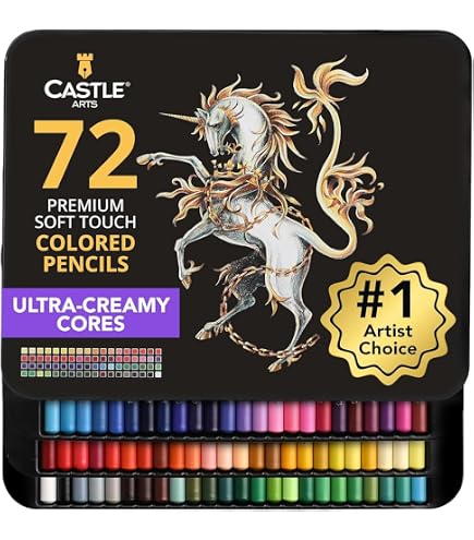 Set De 96 Lápices De Colores Y Dibujo Para Artistas – Estuche Con 72 Lápices De Color, Carboncillo, Grafito, Sacapuntas Y Libro Para Colorear