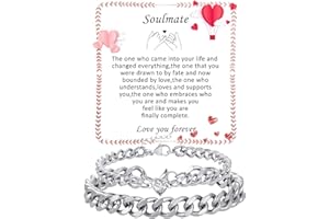 Fehki Valentines Gifts for Him-Matching Couple Cuban Chain Bracelets Gifts for Boyfriend Husband Soulmate Girlfriend Valentine's Day Anniversary Birthday Gift,Adjustable Size