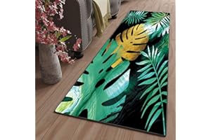 ZJXSNEH Zerbino da cucina 3D stampa pavimento tappetino corridoio soggiorno balcone bagno tappetino antiscivolo tappeti tappeti per il bagno-Foglia verde ecologica 40x100cm