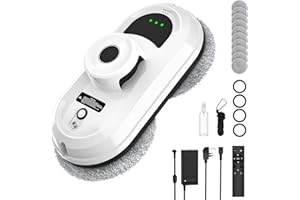 MIOANSER Robot Limpiacristales, 5600pa Limpia Cristales Electrico Ventanas, 3 Modos Limpieza, Navegación Inteligente, Mando a Distancia y 10 Paños, Limpiacristales Electrico para Ventanas, Espejos y Azulejos