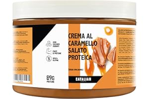 EATALIAN by AMZ BETTER Crème Protéinée au Caramel Salé, Délicieuse Crème à Tartiner au Goût Sucré et Unique, Idéale sur Pain, pour Farcir Gâteaux et Gâteaux, 500 g, Made in Italy