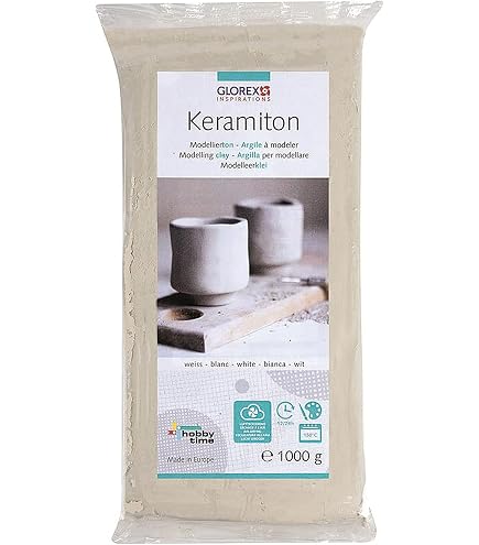 GLOREX Keramiplast Argilla Per Modellare Essiccante All'Aria - 1000g, Bianca, Pronta All'Uso, Base Naturale, Per Scultura E Hobby Creativi