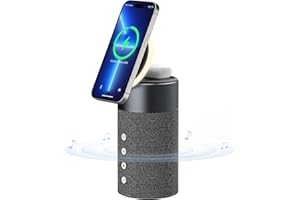 COLSUR Bluetooth Speaker, Wireless Charger, Bluetooth Speakers with Night Light, 2 in 1 Wireless Charging Station for 16/15/14/13/12 Series, for AirPods Pro/3/2（Gift Ideal）