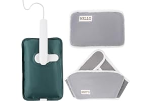hYwecy Wiederaufladbare Elektrische Wärmflasche Mit Soft-Touch-Gürtel und Warmen Handschuh Tasche, Heißes Wasser Tasche für Hals (Grau)