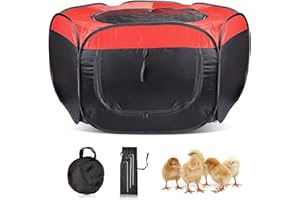 heninhill Küken Laufstall Kleintier Laufstall zur Aufzucht, Haustier Laufstall mit Tür und Netz für Hühner Enten Kaninchen Welpen Kätzchen