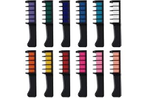 FOGBUSH 12 Colors Hair Chalk Comb, 12Pcs Temporary Hair Dye Hair Chalks for Girls Hair Dye Comb Bright Hair Color Chalk Washable Girls Kids Gifts for Halloween Cosplay Parties Children's Day Makeup Birthday