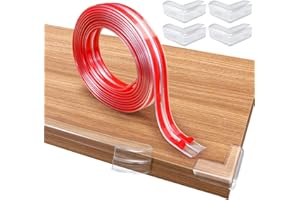Suofuolef 3m Kantenschutz Baby mit 4 Stück Eckenschutz, Transparent Selbstklebend Kantenschutz für Kühlschranks, Sinks, Glastisch Möbel, Weich Tischkantenschutz