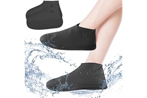 XIMEY 1 Paio Copriscarpe Impermeabile, Copriscarpe da Pioggia in Silicone, Copriscarpe Antiscivolo con Suola Rinforzata, Copri Scarpe Riutilizzabile Antiscivolo per Pioggia e Neve (Nero, M)
