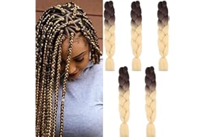 CYBELLEZA Treccine Extension Capelli Sintetici per Treccine Africane 5 Ciocche Trecce Jumbo Braiding Hair Kanekalon (Marrone&Beige)
