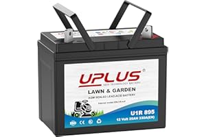 UPLUS NEW TECHNOLOGY BATTERY UPLUS 895 U1R Riding Lawn Mower Battery, 12V 330CCA Garden Tractors Maintenance Free Agm Batteries Fit for John Deere/Countax/Cub Cadet/MTD/Hayter Terminal:-,+