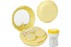 Esdallina 1 Pcs Yellow Macaron Contact Lens Travel Case with Cleaner Portable Contact Box with Mirror Tweezers Solution Bottle