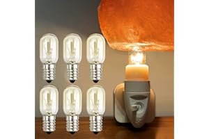 NOTSEK 14W E14 Salt Lamp Light Bulbs 240V, 6 Pack Scentsy Light Bulb Small Edison Screw in SES Warm White 2700K, Dimmable T20 Pygmy Bulb for Himalayan Salt Lamp, Fridge, Wax Burners