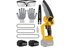 TRONGLE Mini Motosierra Batería 6 & 8 Pulgadas, 21V/4000Ah 2 Baterías, Pantalla LED 1000W Sierra Eléctrica, 18000RPM Motor Potente Podadora Eléctrica para Podar Árboles, Corte de Madera y Jardín