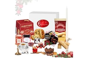 ICMINDS GIFTS Luxury Christmas Hamper for Families and Couples – Includes Panettone Cake, Chutney, Mini Jam Jars, Christmas Pudding, Shortbread, New English Tea – Gourmet Food Gift Basket for Women, Couples