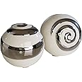 Modern Decorative Spheres Ceramic white/silver Diameter 6 cm (2 Pieces)