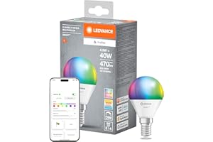 ‎LEDVANCE LEDVANCE Lampa LED SMART+ MATTER, kompatybilna z Google, Alexa, Apple, biała matowa, 4,9 W, 470 lm, trzonek E14, światło kolorowe i białe, sterowanie aplikacją lub głosem, żywotność do 20 000 godzin