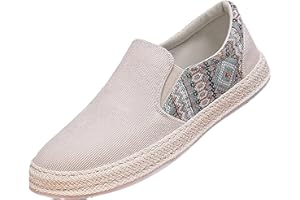MOMOLAA Canvas Espadrille Shoes for Men, Men's Closed Toe Comfortable Canvas Slip on Flat Espadrilles Fashion Casual Cloth Shoes Leisure Walking Sneaker Clearance