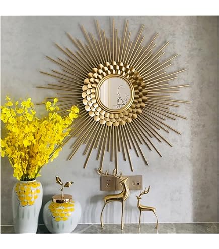 Miroir Convexe Soleil Doré – 37 Cm De Diamètre – Décoration Murale – CHEHOMA