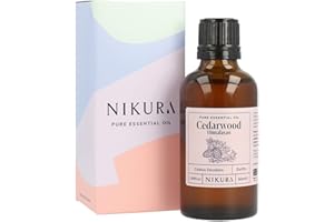 Nikura Cedarwood (Himalayan) Essential Oil - 50ml | 100% Pure Natural Oils | Perfect for Aromatherapy, Diffusers, Humidifier, Bath | Great for Repelling Moths, Insects, Focus | Vegan & UK Made