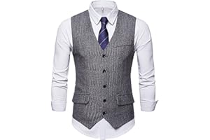 Showu Paisley Gilet Homme sans Manches Slim Fit Double Boutonnage Costume Blazers