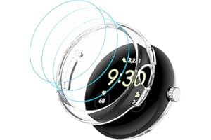 GIOPUEY [1+3 Pack] Case Compatible with Google Pixel Watch/Watch 2 2023, with Screen Protector, Hard Plastic Material, Anti-Bump, Google Pixel Watch/Watch 2 2023 Cover - transparent