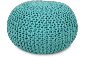 Amago home Sitzpouf Strickhocker Pouf Ø45 H30cm Bodenkissen Indoor Baumwolle nachhaltig recycelt Farbe Mint