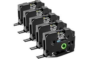 Markurlife Ruban Cassette Compatible pour Brother P Touch TZe-335 TZ335 TZ Tape 12mm 0.47 Blanc sur Noir Cartouche Recharge pour Ptouch 1000 PT H100LB H107 H110 E100 1005 1250 Étiqueteuse
