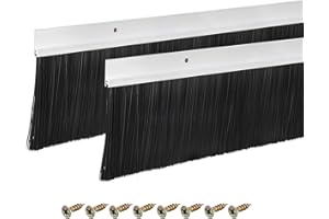 sourcing map 2Pcs Cepillo de Puerta con Base de Aleación de Aluminio en Forma de H y Cerdas de Nylon de 90mm para Hogar, Industrial (1000mm L x 115mm W, Plata)